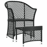 2-delige Loungeset met kussens poly rattan zwart 7