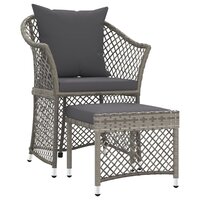 2-delige Loungeset met kussens poly rattan grijs 2