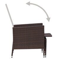 Tuinstoel verstelbaar met kussens poly rattan bruin 5