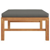 Voetensteun met donkergrijs kussen massief teakhout 3