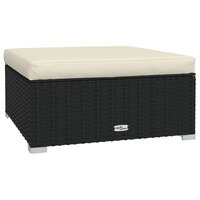 Voetensteun met kussen 70x70x30 cm poly rattan zwart 2