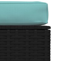 Tuinvoetenbank met kussen 70x70x30 cm poly rattan zwart 4