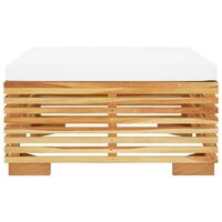 Voetensteun met cr&egrave;mekleurig kussen massief teakhout 4