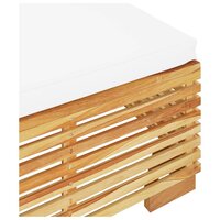 Voetensteun met cr&egrave;mekleurig kussen massief teakhout 5