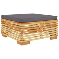 Tuinvoetenbank met donkergrijs kussen massief teakhout 2