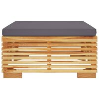 Tuinvoetenbank met donkergrijs kussen massief teakhout 3