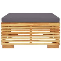 Tuinvoetenbank met donkergrijs kussen massief teakhout 4