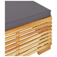 Tuinvoetenbank met donkergrijs kussen massief teakhout 5