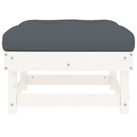 Tuinvoetenbank met kussen massief grenenhout wit 4