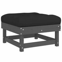 Tuinvoetenbank met kussen massief grenenhout grijs 2