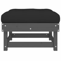 Tuinvoetenbank met kussen massief grenenhout grijs 4