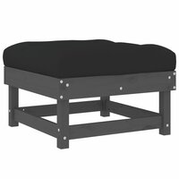 Tuinvoetenbank met kussen massief grenenhout grijs 6