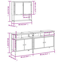 3-delige Badkamermeubelset bewerkt hout bruin eikenkleur 12