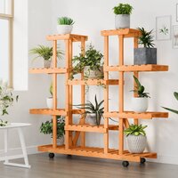 Plantenstandaard met wielen 110x25x115 cm massief vurenhout 3