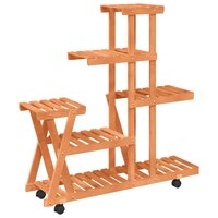 Plantenstandaard met wielen 95x25x101 cm massief vurenhout 6