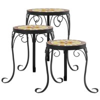 Plantenstandaards 3 st keramiek terracottakleurig en wit 2