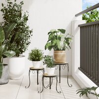 Plantenstandaards 3 st keramiek terracottakleurig en wit 3