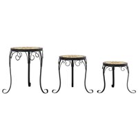 Plantenstandaards 3 st keramiek terracottakleurig en wit 4