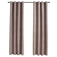 Gordijn verduisterend met metalen ringen 2 st 140x175 cm taupe 2