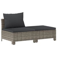 2-delige Loungeset met kussens poly rattan grijs 2