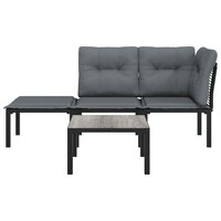 4-delige Loungeset poly rattan zwart en grijs 3