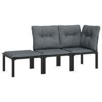 3-delige Loungeset met kussens poly rattan zwart en grijs 2