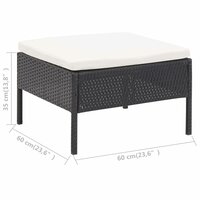 3-delige Loungeset met kussens poly rattan zwart 11