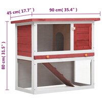 Konijnenhok voor buiten met 1 deur hout rood 7