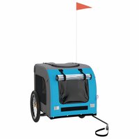 Hondenfietstrailer oxfordstof en ijzer blauw en grijs 2