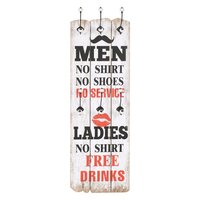 Wandkapstok met 6 haken MEN LADIES 120x40 cm 2