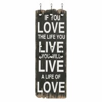 Wandkapstok met 6 haken LOVE LIVE 120x40 cm 2