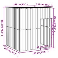 Hondenhok met dak 165x153x181 cm gegalvaniseerd staal grijs 5