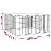 Hondenkennel 4 panelen 100x50 cm gepoedercoat staal zwart 6