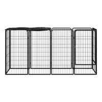 Hondenkennel 10 panelen 50 x 100 cm gepoedercoat staal zwart 2