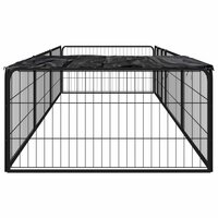 Hondenkennel 8 panelen 100x50 cm gepoedercoat staal zwart 3
