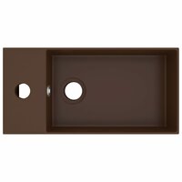 Wastafel met overloop keramiek donkerbruin 3