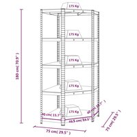 Hoekrek 5-laags staal en bewerkt hout blauw 9