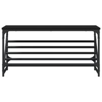 Schoenenrek 90x30x45 cm bewerkt hout zwart 4