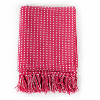 Plaid vierkantjes 160x210 cm katoen roze 2