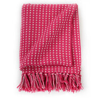 Plaid vierkantjes 160x210 cm katoen roze 3