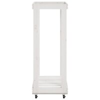 Houtblokhouder met wielen 76,5x40x108 cm massief grenenhout wit 5