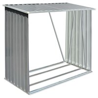 Haardhoutschuur 163x83x154 cm gegalvaniseerd staal grijs 2