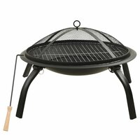 Vuurschaal en barbecue 2-in-1 met pook 56x56x49 cm staal 2