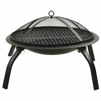 Vuurschaal en barbecue 2-in-1 met pook 56x56x49 cm staal 5