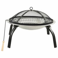 Vuurschaal en barbecue 2-in-1 met pook 56x56x49 cm rvs 2