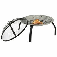 Vuurschaal en barbecue 2-in-1 met pook 56x56x49 cm rvs 5