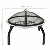 Vuurschaal en barbecue 2-in-1 met pook 56x56x49 cm rvs 10