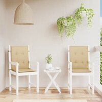 Stoelkussens 2 st lage rug 100x50x4 cm stof gem&ecirc;leerd beige 3