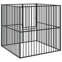 Hondenkennel 4 panelen gepoedercoat staal zwart 7
