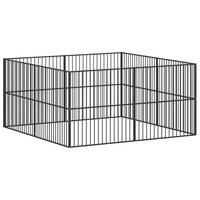 Hondenkennel 8 panelen gepoedercoat staal zwart 2